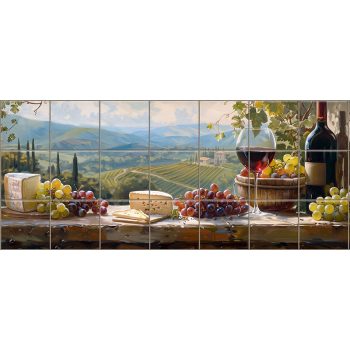 Ceramic tile mural - drink - Wine tasting table  Ceramic tile mural - drink - Wine tasting table