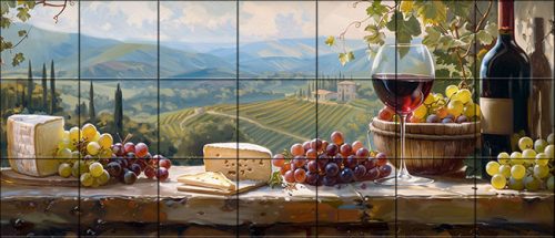 Ceramic tile mural - drink - Wine tasting table 