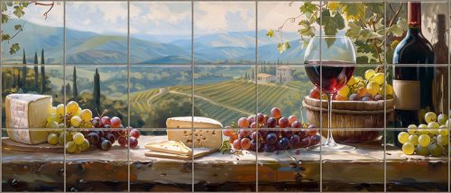 Ceramic tile mural - drink - Wine tasting table 