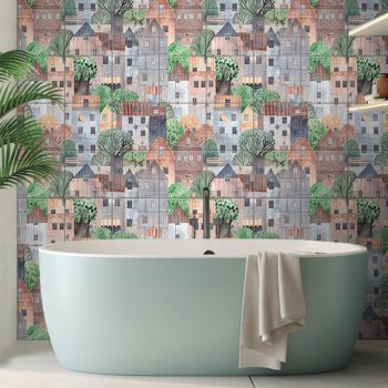 Erdei virágos fürdőszobai csempe