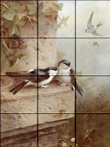 Tile mural - birds -swallows 