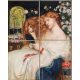 Pre-Raphaelite woman with mirror and roses – ceramic tile mural