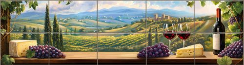 Ceramic tile mural - drink - Wine tasting table 