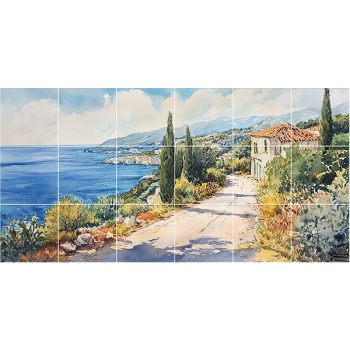 Ceramic tile mural - colorful houses  Ceramic tile mural - colorful houses