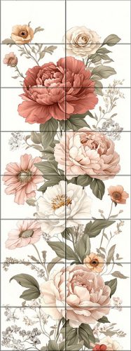 Ceramic tile mural - vintage flowers