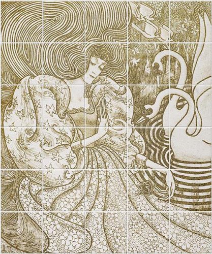 Ceramic tile mural - Art nouveau tile mural 
