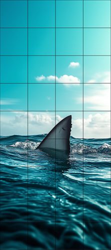 Tile mural - water world - Great White shark