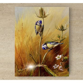 Ceramic tile trivet - birds -blue tit 