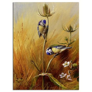 Ceramic tile trivet - birds -blue tit 
