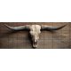 Tile mural with longhorn skull and wooden background