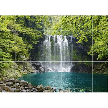 Ceramic tile mural - forest and waterfall  Ceramic tile mural - forest and waterfall