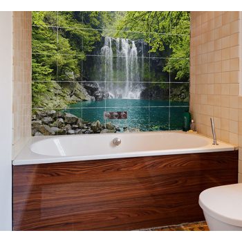 Ceramic tile mural - forest and waterfall