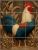 Tile mural with rooster and wheat in rustic style