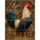 Tile mural with rooster and wheat in rustic style