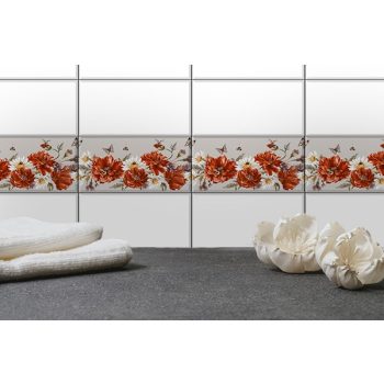 Flower patterned border tile