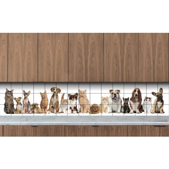 Ceramic tile mural - Cats and dogs I.