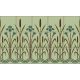 Tile mural with reeds, irises and stylized water wave motif