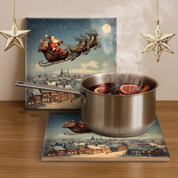 Santa on the sliegh - ceramic tile trivet