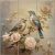 Romantic ceramic tile mural with two birds and rose branches