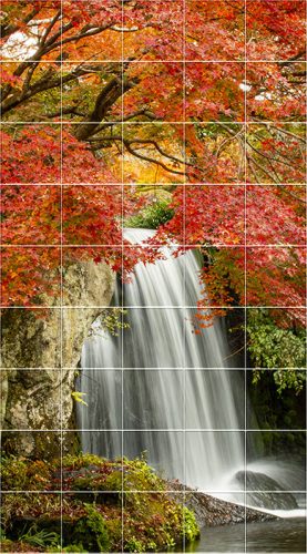 Erdő és vízesés  - mozaik csempe (180x100 cm)