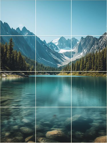 Tile mural - Alberta lake and mountains