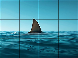 Tile mural - water world - Great White shark