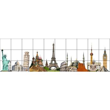 Híres épületek III. - mozaik csempe (152x45cm)