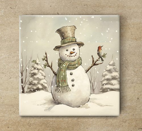 Ceramic tile mural - children playing snowball 