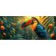 Colorful toucan on a tropical branch with berries in sunlit jungle – exotic tile mural
