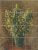 Mimosa bouquet ceramic tile mural in green vase with brown background
