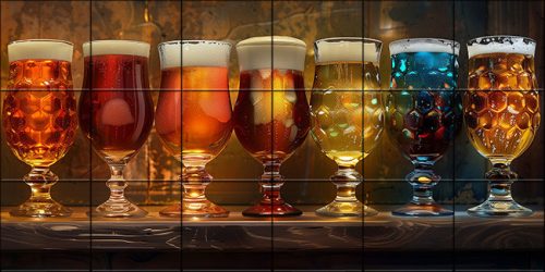 Variations of beer - tile mural