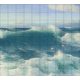 Ceramic tile mural with ocean waves and seagulls in a classic painting style